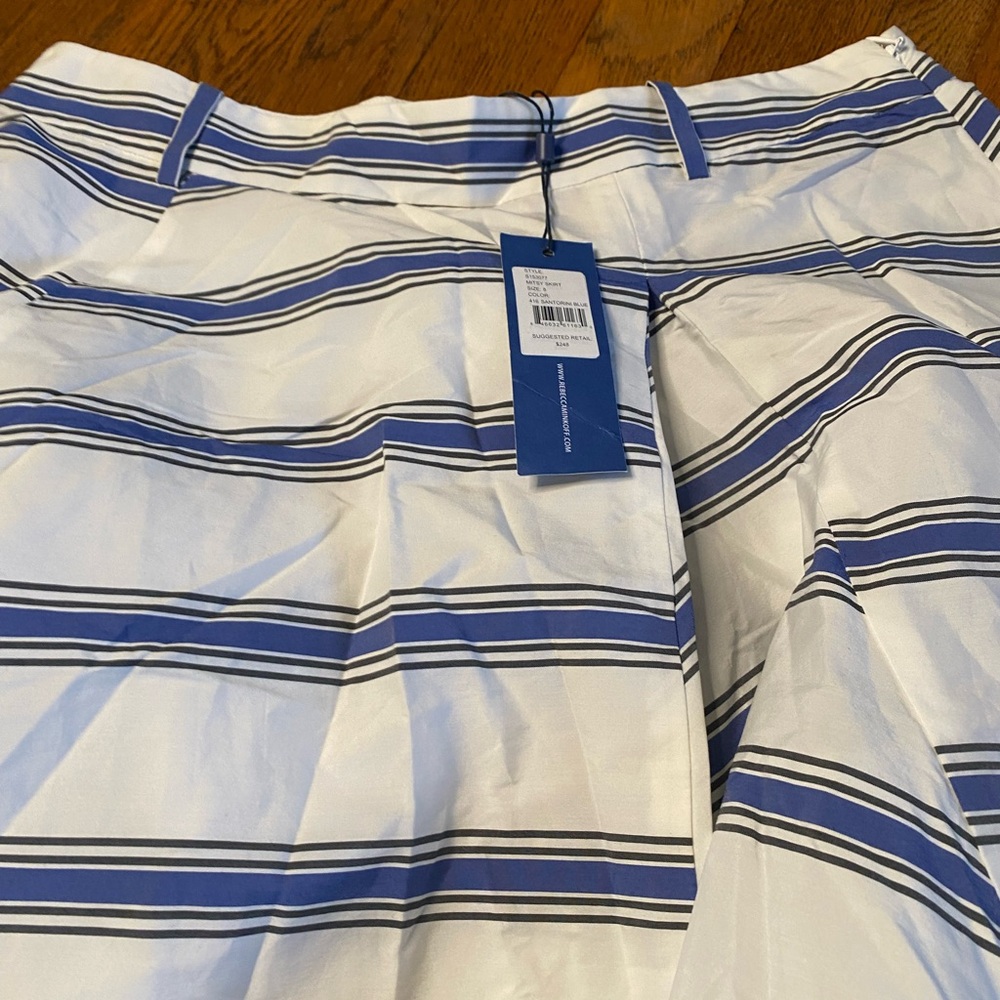 Rebecca Minkoff Misty Skirt in Santorini Blue Striped Asymmetrical Size 8 - NWT - Picture 8 of 11